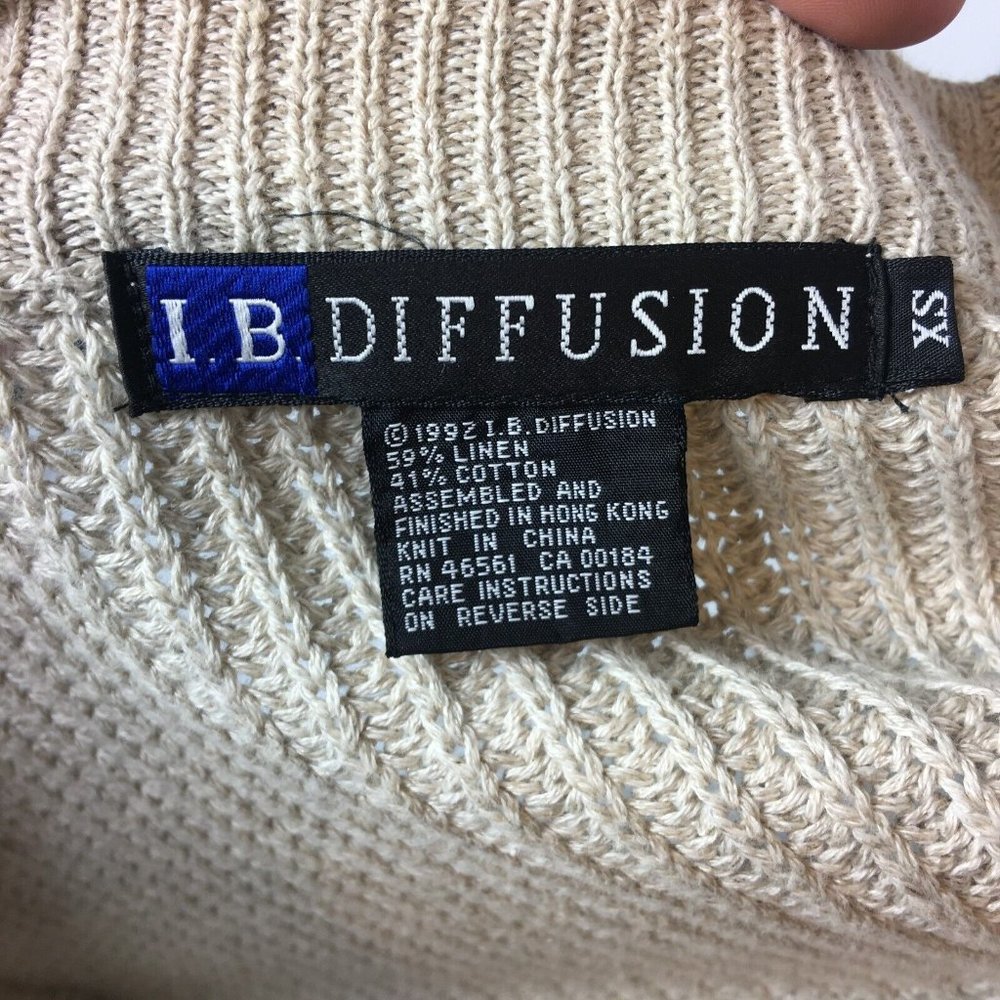 Vtg IB Diffusion Chunky Fringe Cardigan Sweater Womens XS Oversized Beige Boho - Picture 8 of 10